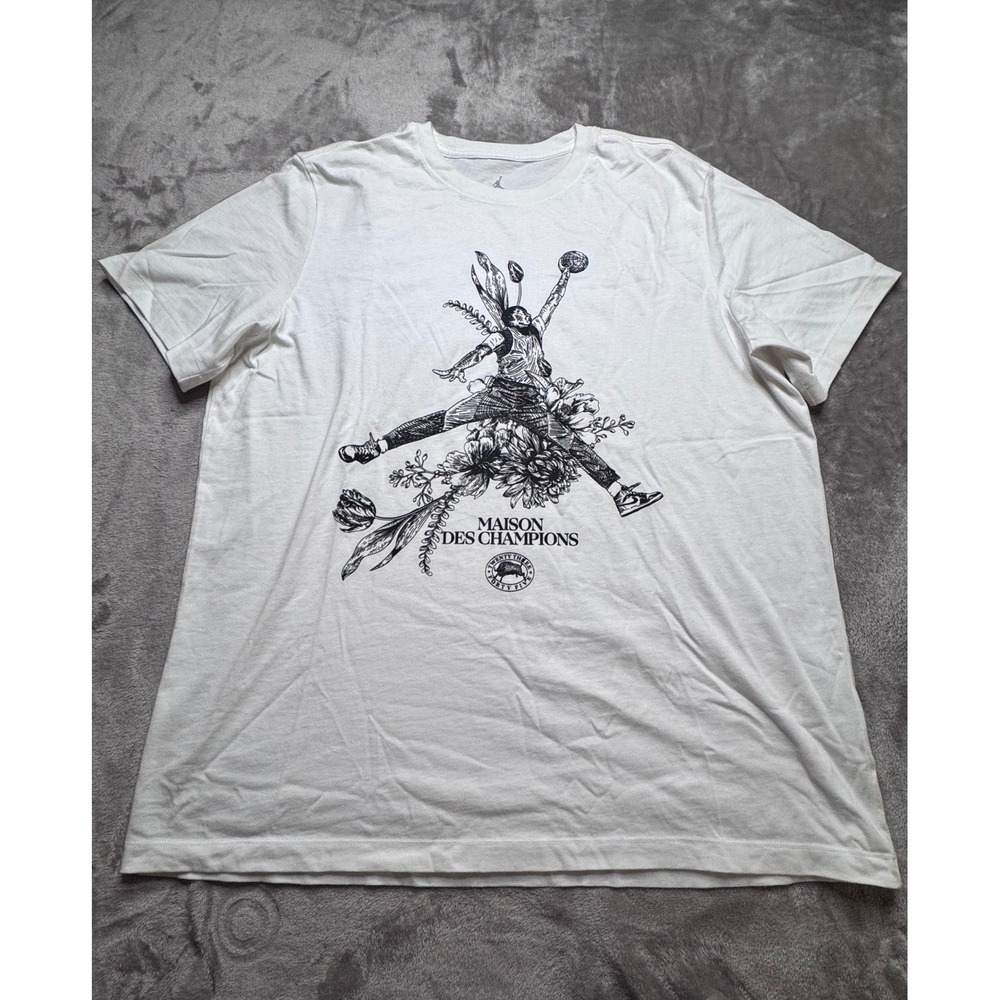 Jordan Sport Maison Des Champions Mens XL White Dri Fit Graphic T Shirt Tee
